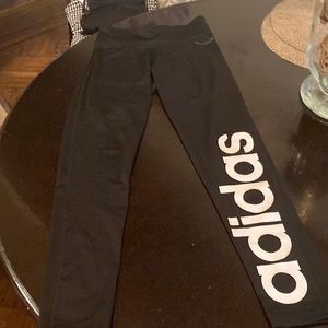 Black and white addidas leggings
